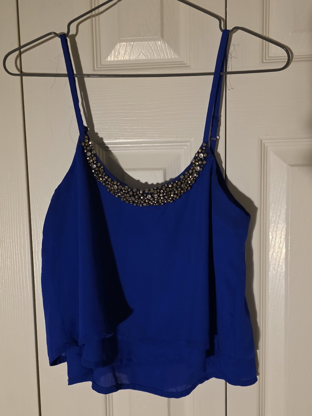 Charlotte Russe Electric Royal Blue Beaded Trim Spaghetti Strap Tank Small - Picture 2 of 11